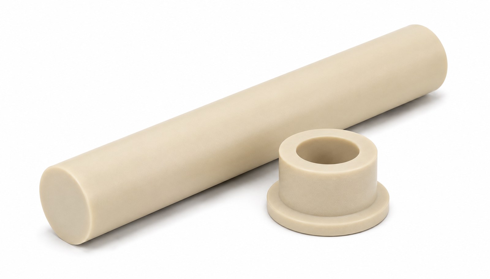 Rulon J PTFE-based plastic — rod and bushing